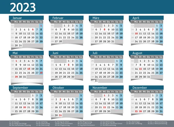 2023 Year Layout Calendar Annual Planner Pocket Business — 图库矢量图片#