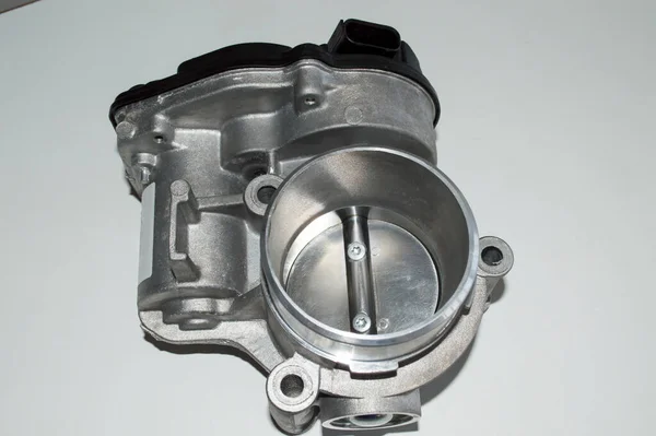 Top View Car Throttle Valve Which Lies White Surface — Stock Photo, Image