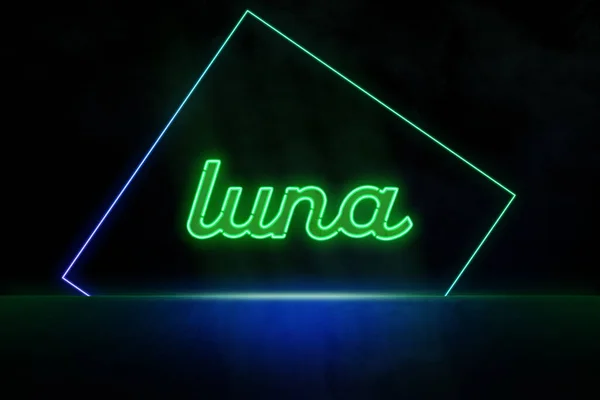 Luna Ecossistema Terrestre Inscrição Néon Conceito Blockchain Criptomoeda Espaço Web — Fotografia de Stock