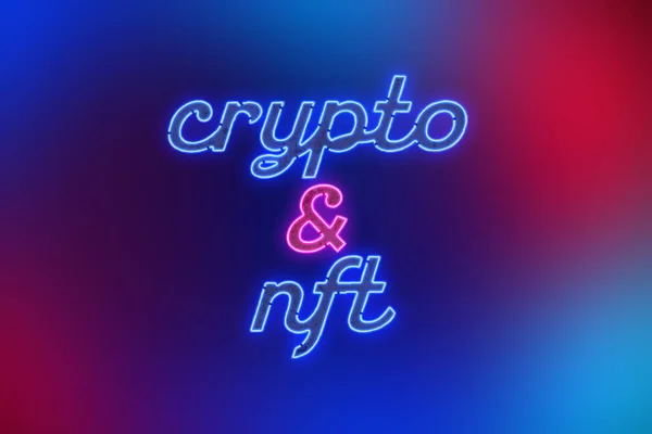 Crypto Nft Neon Inscriptie Een Kleurrijke Achtergrond Concept Van Moderne Rechtenvrije Stockafbeeldingen