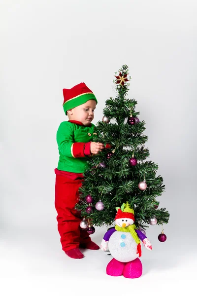 Santa's helper babyjongen Stockfoto