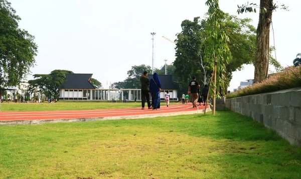 Bogor Indonesia Marzo 2022 Visitor Walk Running Track Alun Alun — Foto Stock