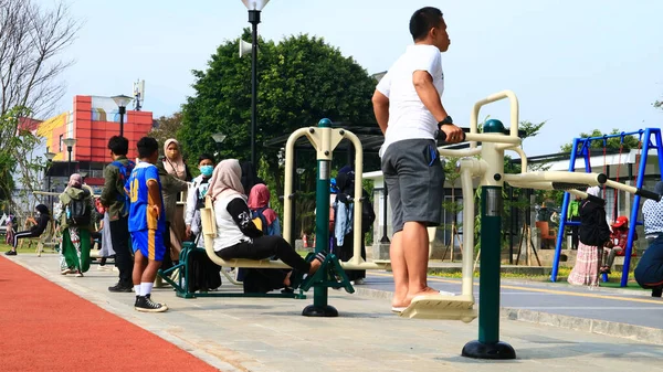 Bogor Indonesien März 2022 Besucher Trainieren Fitnessbereich Bogor Square Westjava — Stockfoto