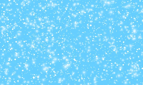 Schnee im Hintergrund. Winterlicher Schneefall. Weiße Schneeflocken am blauen Himmel. Weihnachtlicher Hintergrund. Schneefall. — Stockvektor