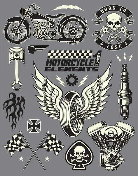 Motorcycle Vector Elements Set — Stock Vector