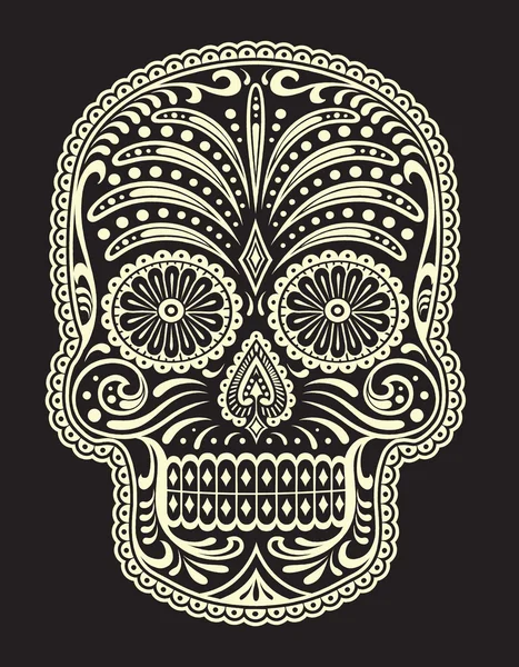 Ornate Sugar Skull — Stock Vector