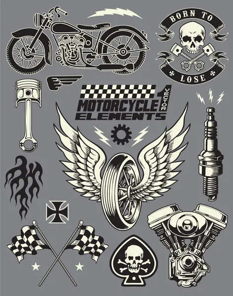 Motorcykel vektor element set Royaltyfria illustrationer