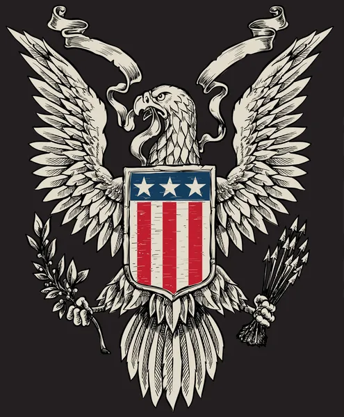 Vector de línea de águila americana — Vector de stock