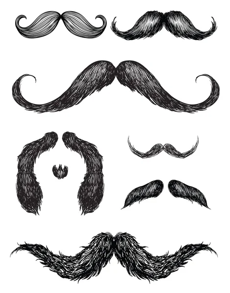 Hand drawn mustache set — Stock Vector