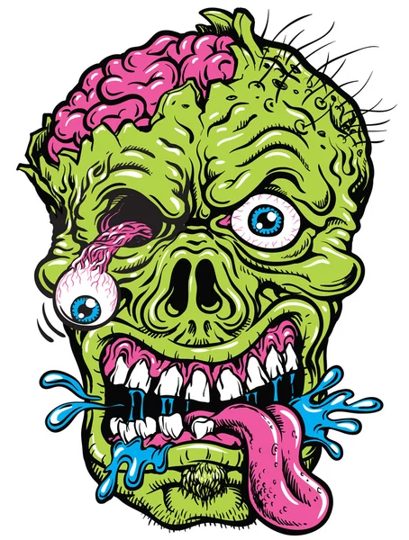 Cabeza de Zombie detallada — Vector de stock