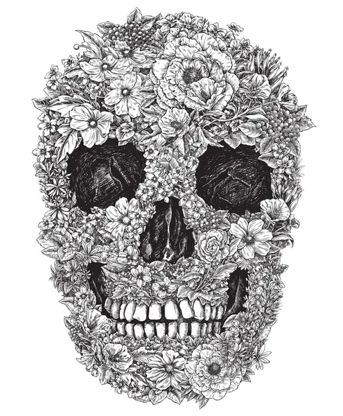 Calavera de flor — Vector de stock