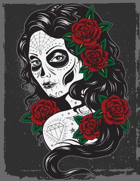 Día de la ilustración chica muerta — Vector de stock