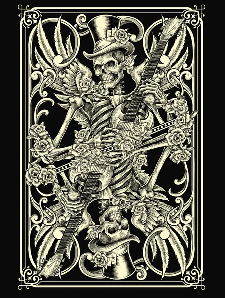 Classic Skeleton Playing Card — Stock Vector