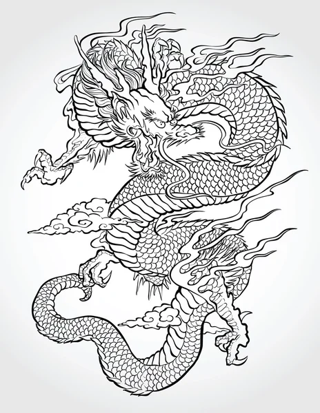 Dragon Tattoo Illustration Royaltyfria illustrationer