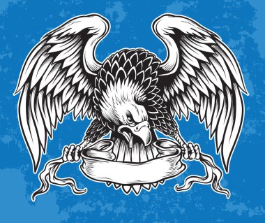 Detailed Hand Drawn Eagle Holding Scroll Vector