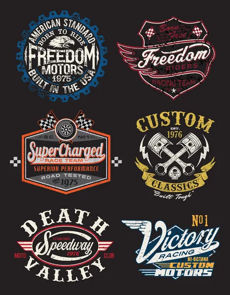 Vintage motocicleta temática insignia vectores — Archivo Imágenes Vectoriales