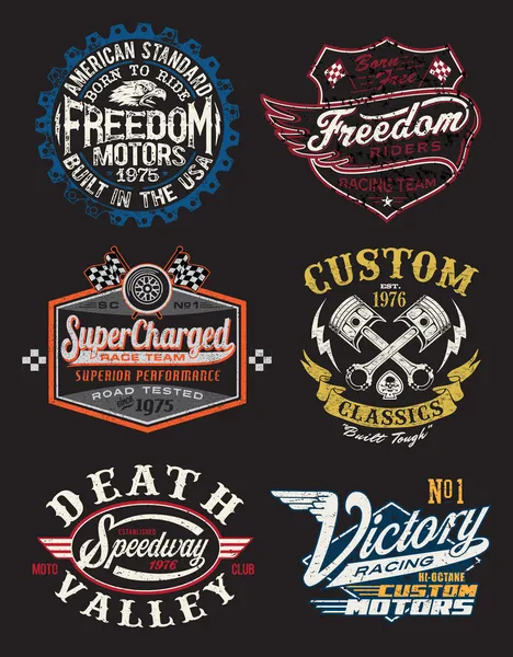 Vintage motorcykel tema badge vektorer Royaltyfria illustrationer