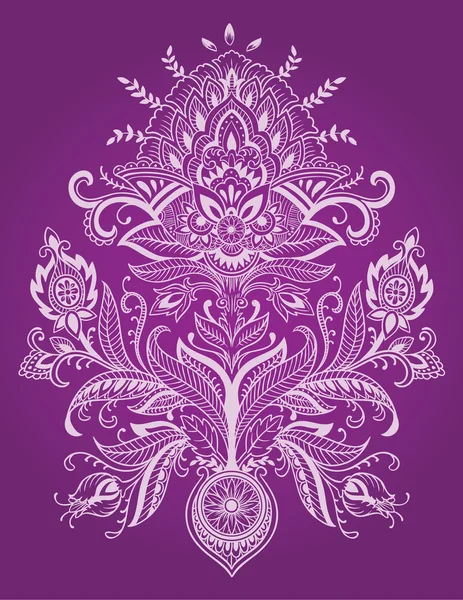 Henna Paisley csipke virág vektor — Stock Vector