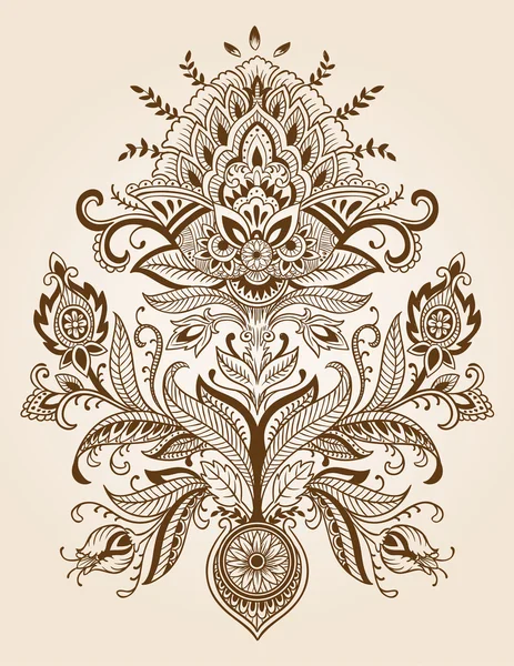 Henna Paisley encaje flor vector — Vector de stock