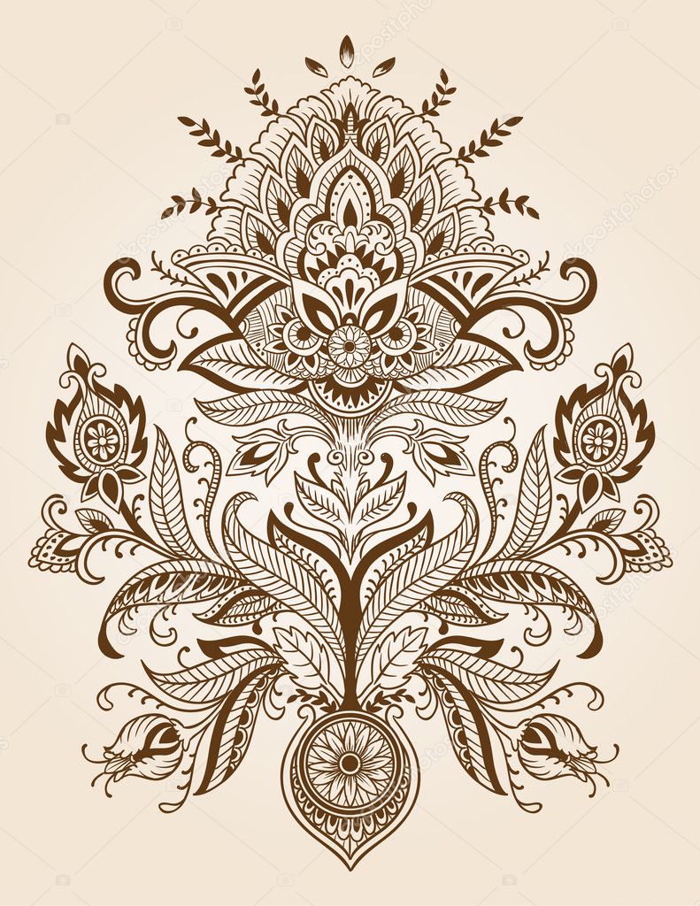 Henna Paisley Lace Flower Vector