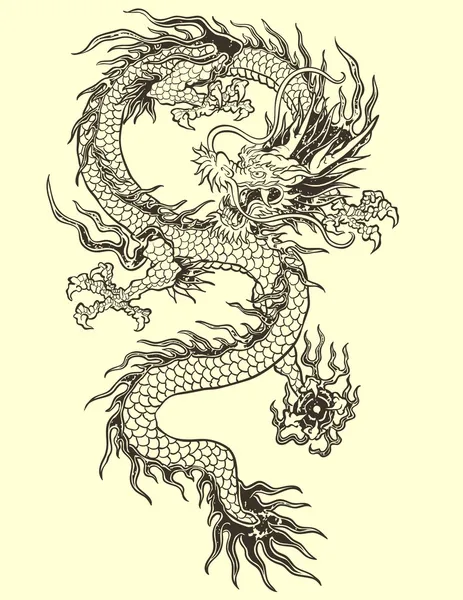 Dragon tatuaje ilustración — Vector de stock