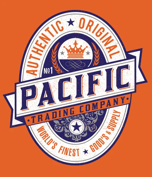 Vintage Americana Style Pacific Label vecteur — Image vectorielle