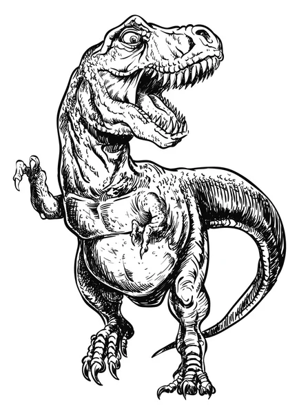 Tyrannosaurus dinosaurie vektor linework illustration — Stock vektor