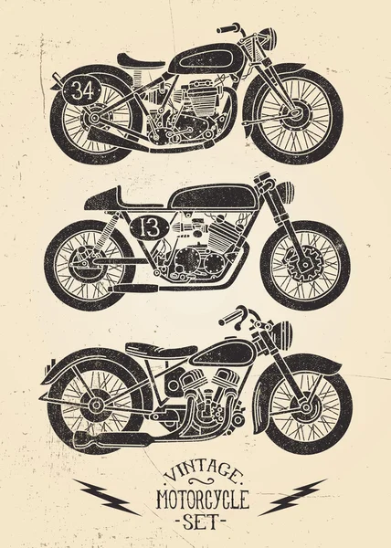 Oldtimer Motorrad Set — Stockvektor