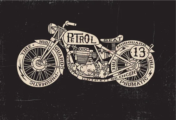Type Filled Vintage Motorcycle — Stock Vector