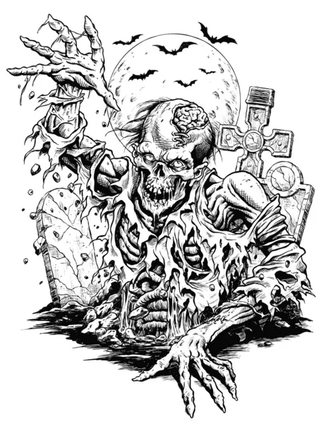 Zombie Comic Vector Ilustración — Archivo Imágenes Vectoriales