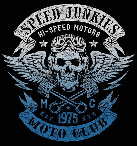 Швидкість Junkies Мотоцикл Вінтажний дизайн Стокова Ілюстрація