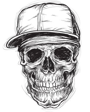 Sketchy Skull with Cap and Bandana clipart