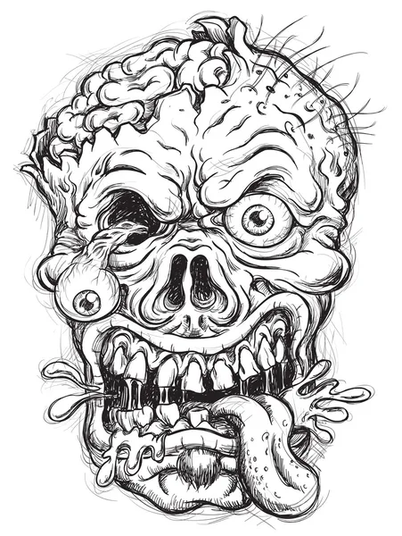 Sketchy Zombie Head — Stock Vector