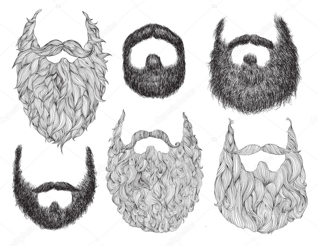 Hand Drawn Beard Set