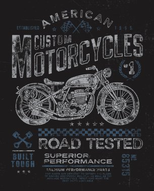 Vintage motosiklet t-shirt grafiği
