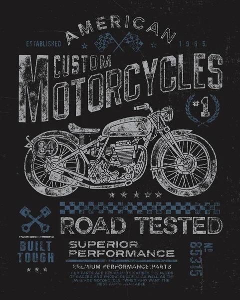 Vintage motorcykel t-shirt grafik Royaltyfria illustrationer