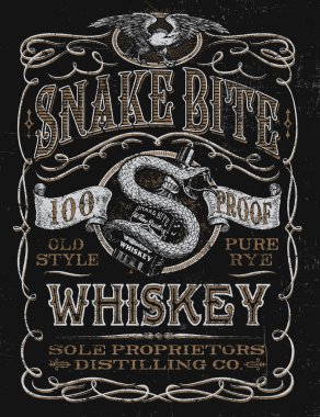 Vintage viski etiket t-shirt grafiği