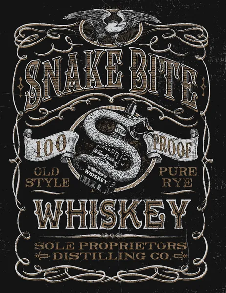 Vintage whiskey etikett t-shirt grafik Stockvektor
