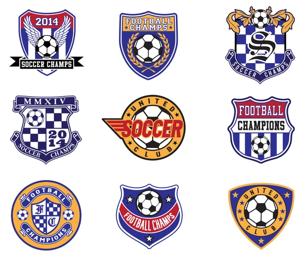 Emblemas Futebol Futebol, Patches e Emblema Vector Set —  Vetores de Stock