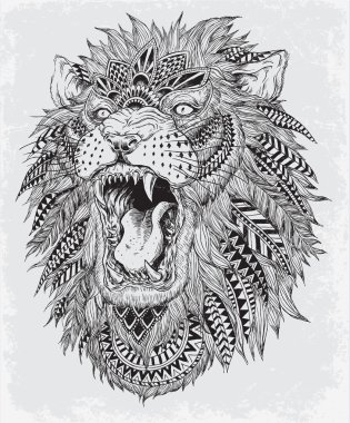 Hand Drawn Abstract Lion Vector Illustration