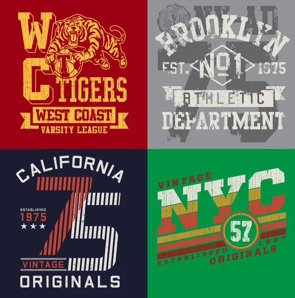 Set gráfico Vintage t-shirt — Archivo Imágenes Vectoriales