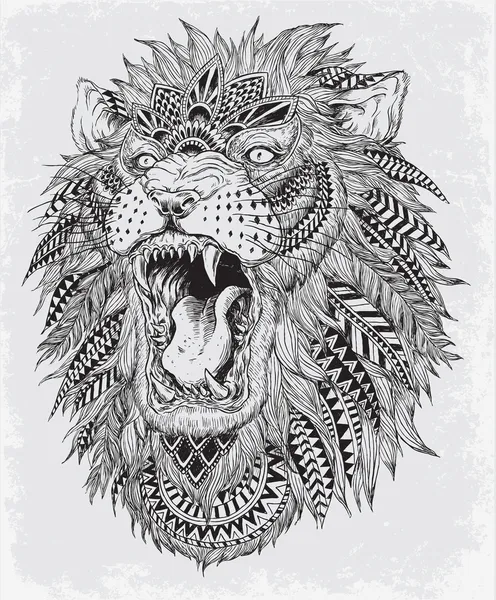 Рука намальована абстрактний лев Векторні ілюстрації Ліцензійні Стокові Вектори