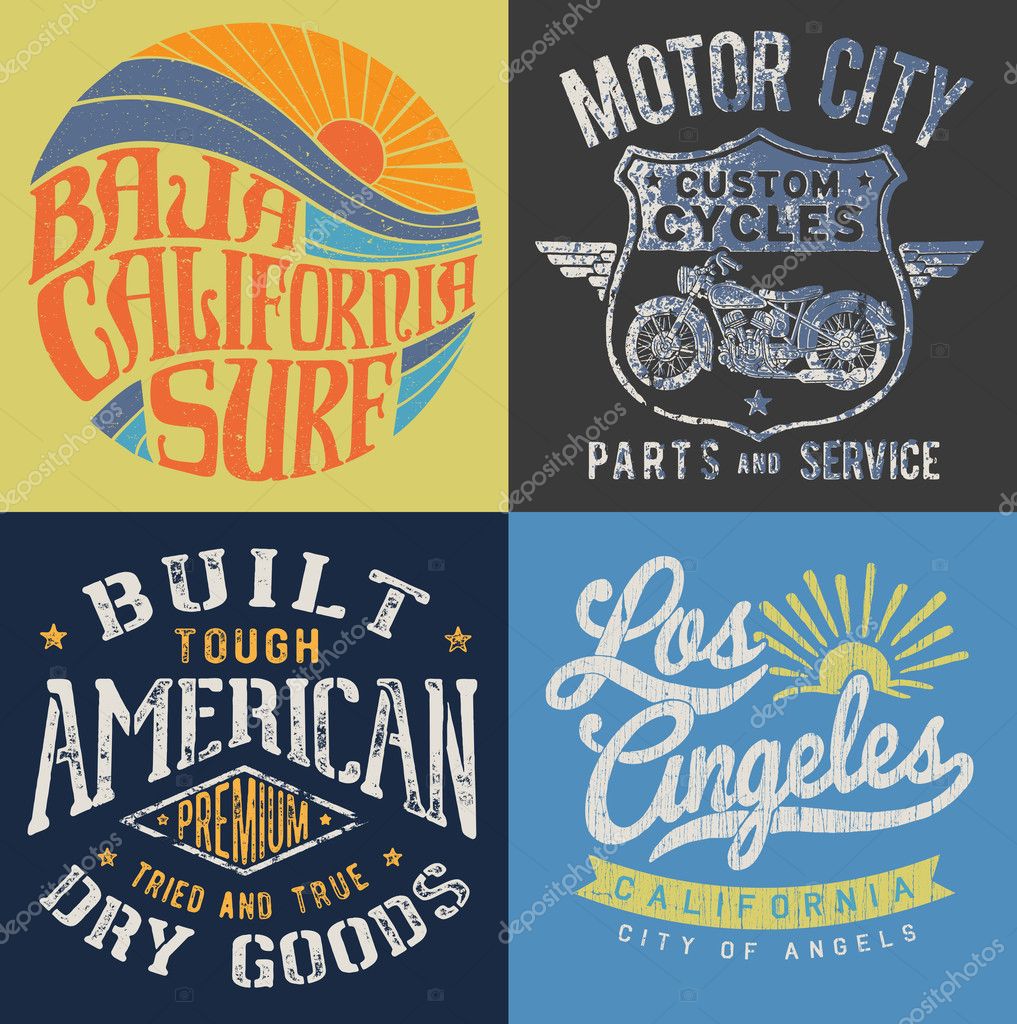 Download Vintage T-shirt Graphic Set — Stock Vector © m.j.h1nkle ...