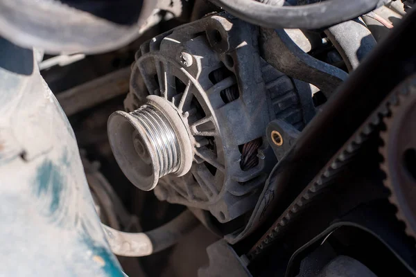 Car Mechanic Repair Engine Failure Hood Large Machine Part — Stock Photo, Image