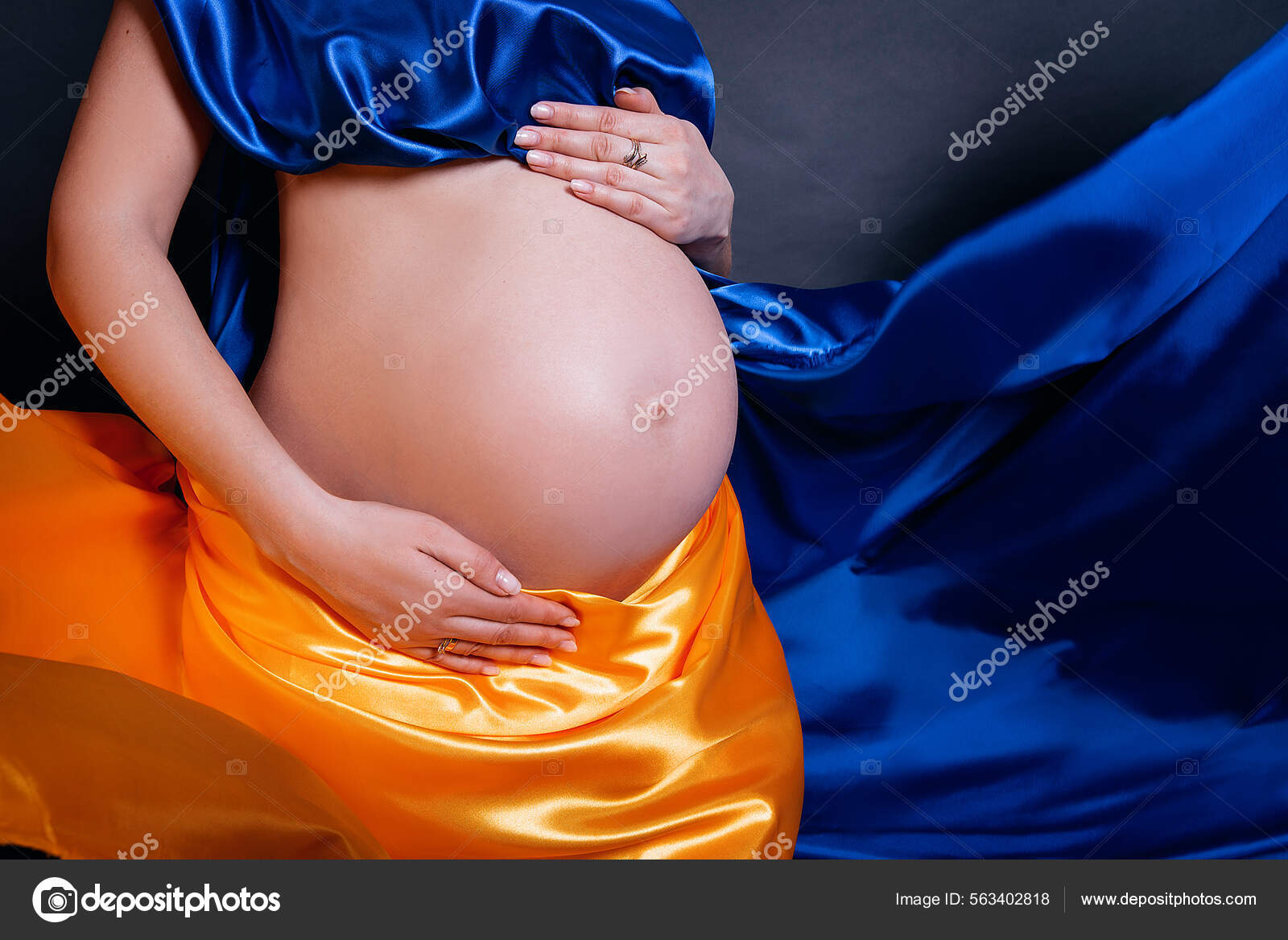 Pregnant Ukrainian Woman Concept War Stands Wrapped Cloth Similar Ukrainian  Stock Photo by Â©sashok2587 563402818