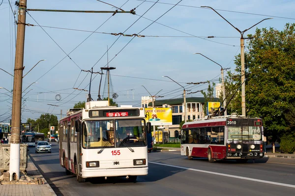 Balti Mołdowa Września 2021 Trolejbusy Bkm 201 155 Bkm 321 — Zdjęcie stockowe