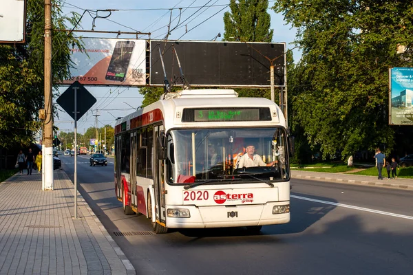 Balti Moldova September 2021 Trolleybus Bkm 321 2020 Riding Passengers — Stock Photo, Image