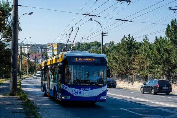 Chisinau Moldova September 2021 Trolleybus Rtec 62321 Bkm 1349 Riding — Stock Photo, Image