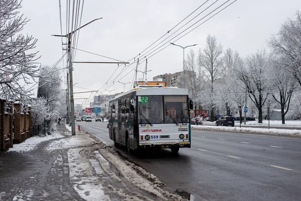 Lviv Ukraine Грудня 2021 Тролейбус Скода 14Тр 559 Їде Пасажирами — стокове фото