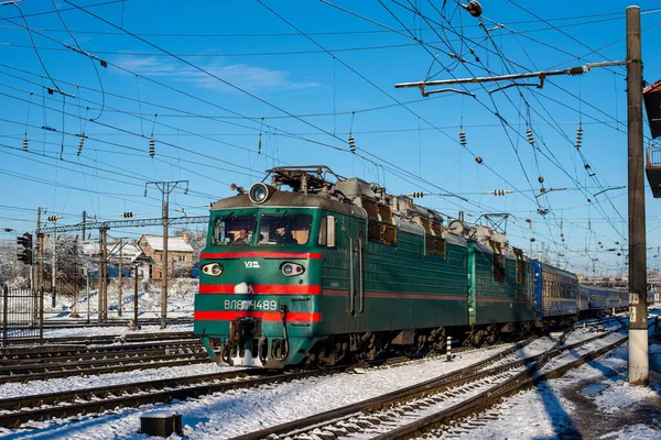Lviv Ucrânia Dezembro 2021 Locomotiva Vl80T 1489 Lviv — Fotografia de Stock